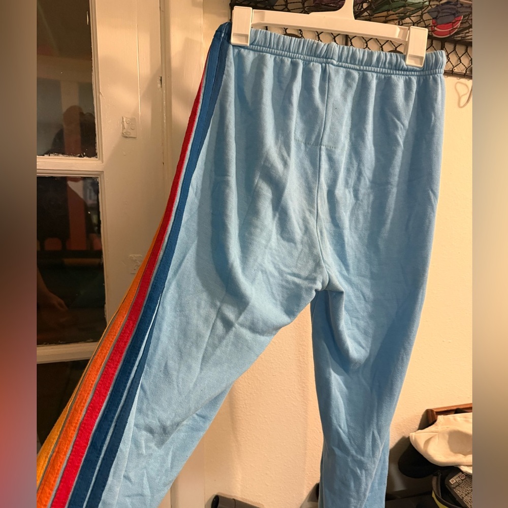 Aviator Nation Sky Blue Joggers with Multicolor Stripes - Picture 4 of 5